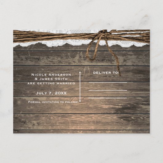 サンフラワー素朴ズウッドレースカントリー日付を保存 案内ポストカード (裏面)