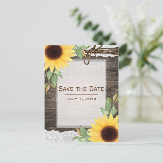 サンフラワー素朴ズウッドレースカントリー日付を保存 案内ポストカード (スタンド正面)