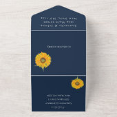 サンフラワー素朴ズ海軍秋フローラ水彩 オールインワン招待状 (外側)