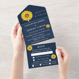 サンフラワー素朴ズ海軍秋フローラ水彩 オールインワン招待状