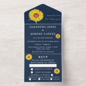 サンフラワー素朴ズ海軍秋フローラ水彩 オールインワン招待状 (内側)