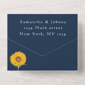 サンフラワー素朴ズ海軍秋フローラ水彩 オールインワン招待状 (裏面)