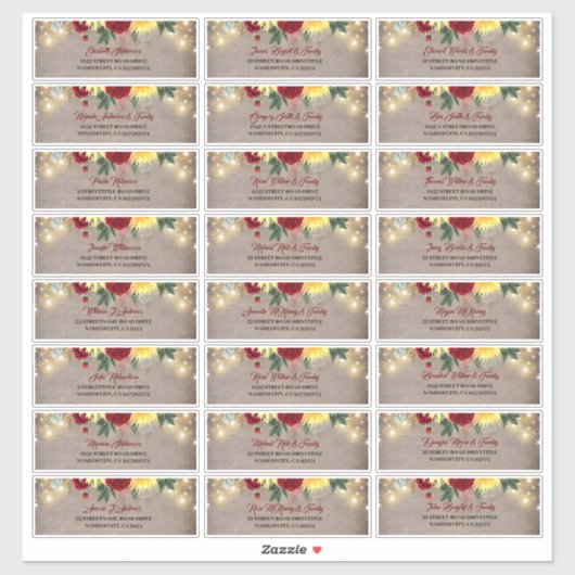 サンフラワー素朴ズ秋ゲスト名住所 シール (シート)