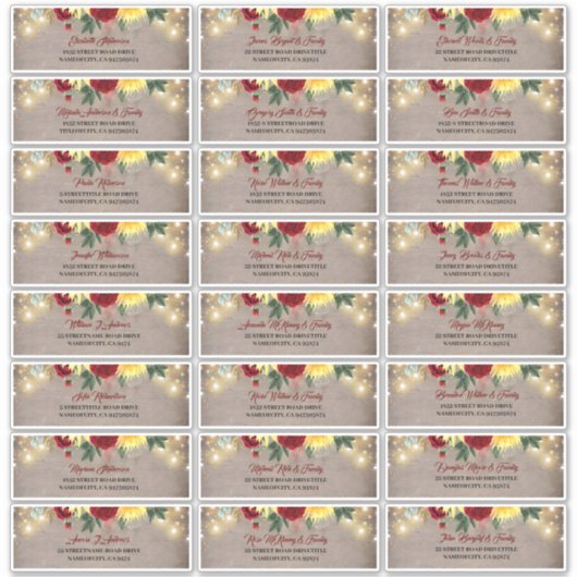 サンフラワー素朴ズ秋ゲスト名住所 シール (正面)