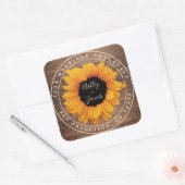 サンフラワー素朴バーンウッド結婚ズ差出人住所 スクエアシール (封筒)