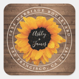 サンフラワー素朴バーンウッド結婚ズ差出人住所 スクエアシール