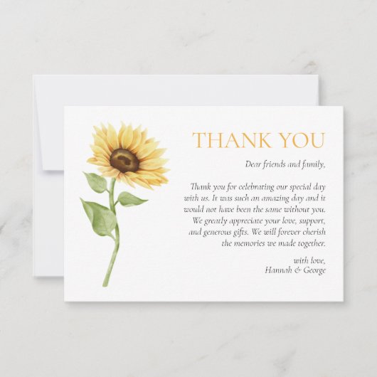 サンフラワー素朴バーンスマー結婚ズ サンキューカード (正面)