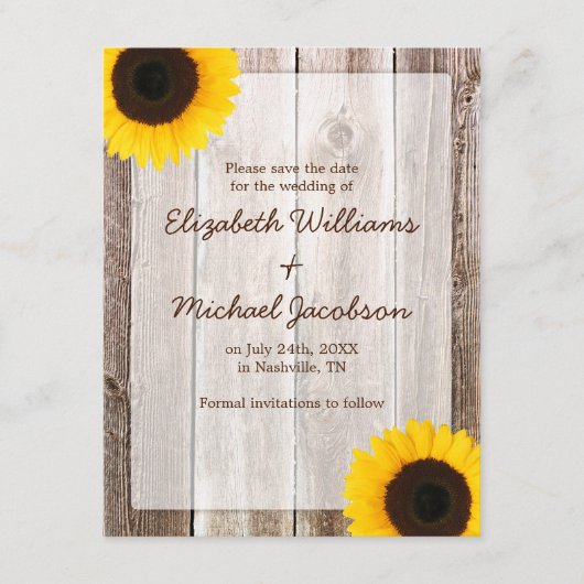 サンフラワー素朴バーンセーブ・ザ・デート案内 セーブザデート (正面)