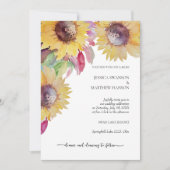 サンフラワー素朴パステルウォーターカラーアート 招待状 (正面)