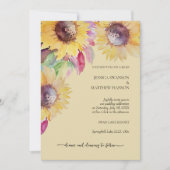 サンフラワー素朴パステルウォーターカラーアート 招待状 (正面)