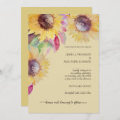 サンフラワー素朴パステルウォーターカラーアート 招待状 (正面/裏面)