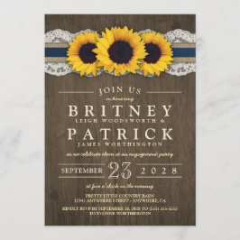 サンフラワー素朴ブルー婚約パーティ招待状 招待状