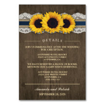 サンフラワー素朴ブルー披露宴+ホテルカード