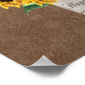 サンフラワー素朴メイスン結婚ジャーのゲストブックサイン ポスター (角)