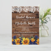 サンフラワー素朴レースカントリーブルーブライダルシャワー 招待状 (スタンド正面)