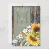 サンフラワー素朴開花ウッドセージブライダルシャワー 招待状 (正面)