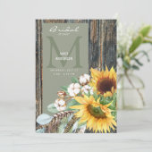 サンフラワー素朴開花ウッドセージブライダルシャワー 招待状 (スタンド正面)