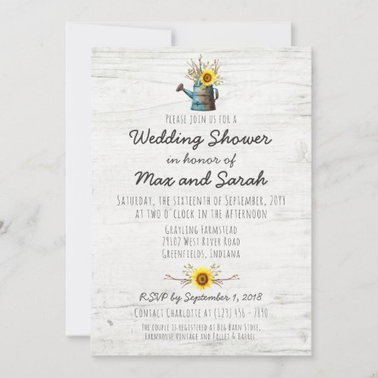 サンフラワー素朴&ウッドファームウェディングシャワー招待状 招待状 (正面)