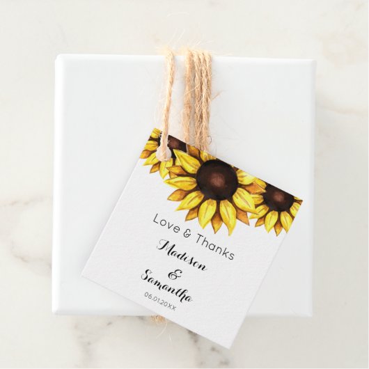 サンフラワー結婚ズブライダルシャワーク素朴ラフト フェイバータグ (インサイチュ)