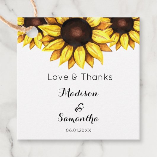 サンフラワー結婚ズブライダルシャワーク素朴ラフト フェイバータグ (正面)