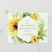 サンフラワー結婚ミント救の日付 案内ポストカード (正面/裏面)