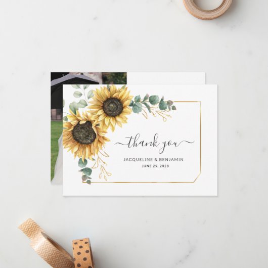 サンフラワー結婚ユーカリの写真 ノートカード (正面/裏面インサイチュ)