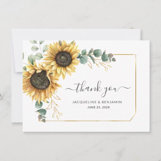 サンフラワー結婚ユーカリの写真 ノートカード (正面)