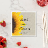 サンフラワー結婚リーネン素朴紙ナプキンズ スタンダードカクテルナプキン (インサイチュ)