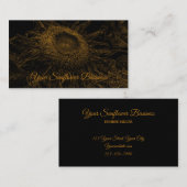 サンフラワー金ゴールドブラックフローラアールラグジュアリエレガントー 名刺 (正面/裏面)