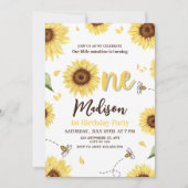 サンフラワー1st誕生日招待状サンシャインビーパーティー 招待状 (正面)
