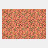 サンフラワー、カボチャ、コーラルピンクのキノコ ラッピングペーパーシート (正面3)