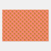 サンフラワー、カボチャ、コーラルピンクのキノコ ラッピングペーパーシート (正面2)