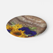 サンフラワー&ネイビーバラウェディングパーティープレート ペーパープレート (アングル)