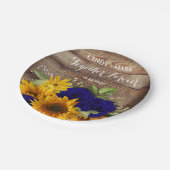 サンフラワー&ネイビーバラウェディングパーティープレート ペーパープレート (アングル)