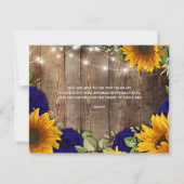サンフラワー&ネイビーバラ素朴サンキューカード 招待状 (裏面)