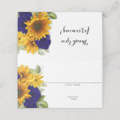 サンフラワー&ネイビーバラ 素朴 プレイスカード (外部開封)