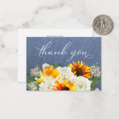 サンフラワー&ホワイトフローラジャン2Bスモールサンキューサンキュー ノートカード (正面/裏面インサイチュ)