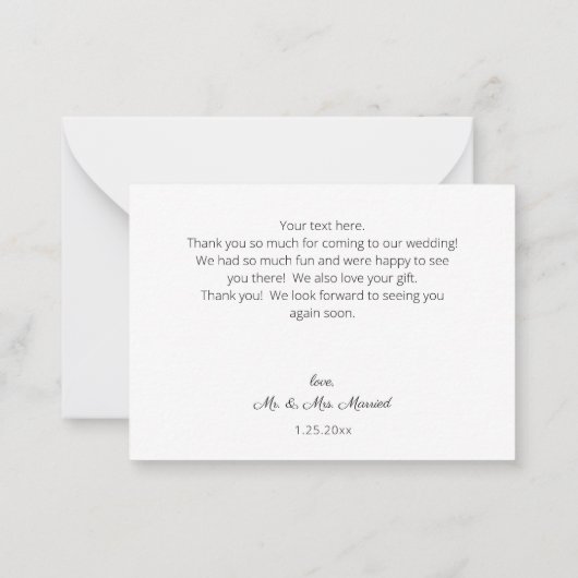 サンフラワー&ホワイトフローラジャン2Bスモールサンキューサンキュー ノートカード (裏面)