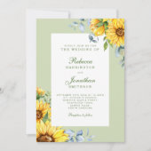 サンフラワー&ユーカリフローラグリーン結婚ズ 招待状 (正面)