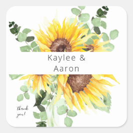サンフラワー&ユーカリモダンフローラありがとう スクエアシール