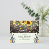 サンフラワー&ラベンダーブライダル素朴ミント インビテーションポストカード (スタンド正面)