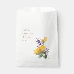 サンフラワー&ラベンダー金ゴールド文字ホワイト結婚ズ フェイバーバッグ