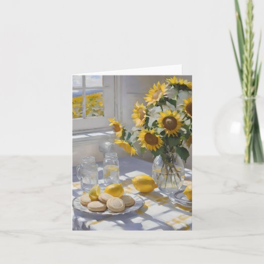 サンフラワー&レモネード夏 – 水彩 カード (正面)