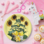 サンフラワー（昆虫）マルハナバチイエローローズ紙プレート ペーパープレート (パーティー)