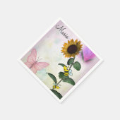 サンフラワー（昆虫）マルハナバチバタフライ紙ナプキンス スタンダードカクテルナプキン (角)
