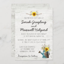 サンフラワー&素朴ウッドファーム結婚式招待状