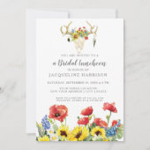 サンフラワーBOHO鹿スカル〔雄ジカの〕枝角ブライダルルンチョン 招待状 (正面)