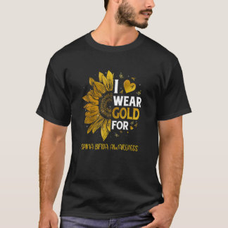 サンフラワーI衣服金ゴールドリボンスピナビフィダアワレネス Tシャツ