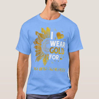 サンフラワーI衣服金ゴールドリボンスピナビフィダアワレネス Tシャツ