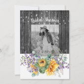 サンフラワーIIラベンダーフォト素朴ブライダルシャワー 招待状 (正面)